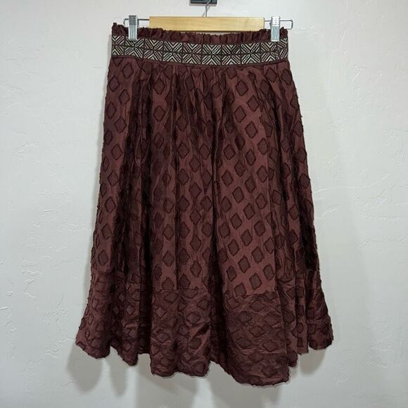 Maeve Diamond-Cut Skirt Size 8 Brown Midi ANTHROPOLOGIE - Picture 5 of 7
